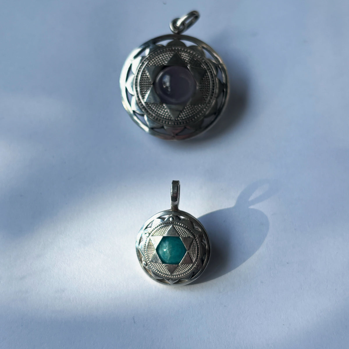 Amazonite Heart Chakra Pendant | Sterling Silver, 20 mm