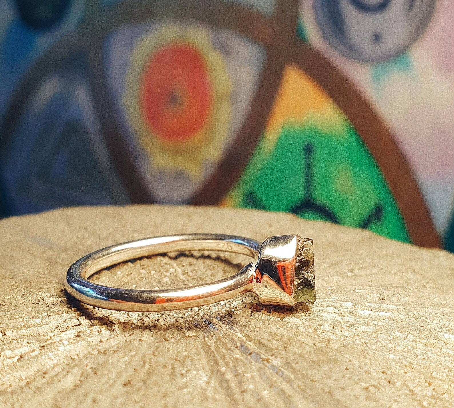 Ring with Moldavite (Meteorite) image 3