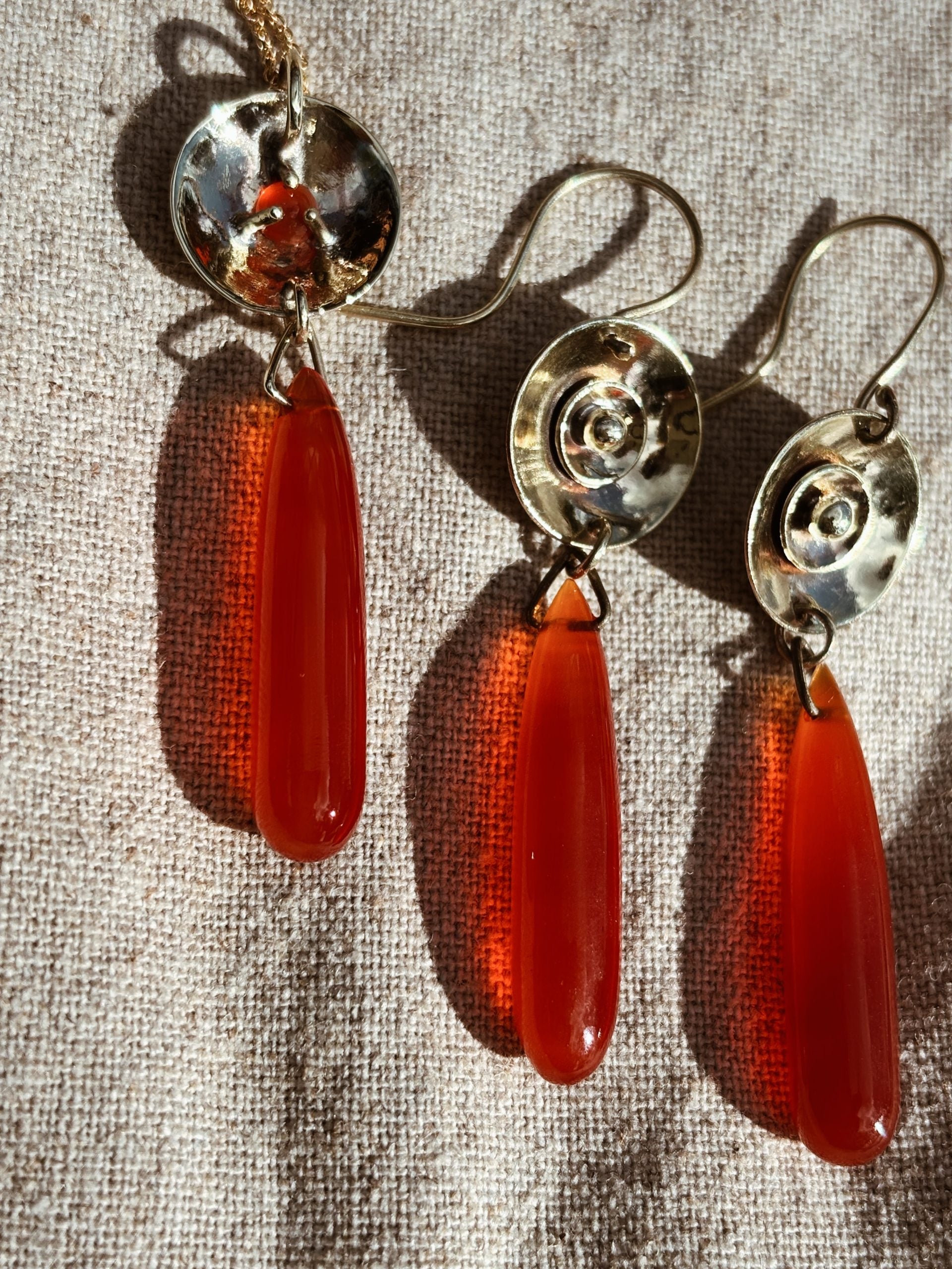 Carnelian Brass Pendant Necklace: Boho Sacral Chakra Jewellery image 5
