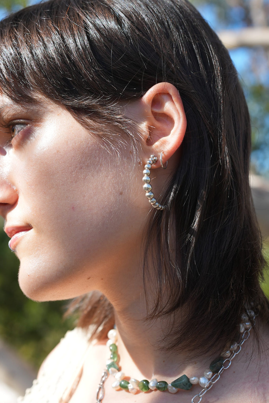 Handmade Spheric Geometric Earrings | Solid Sterling Silver | Minimalist Modern Studs image 2