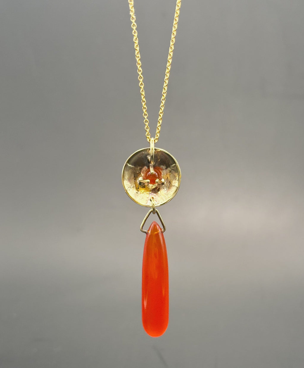 Carnelian Brass Pendant Necklace: Boho Sacral Chakra Jewellery image 0