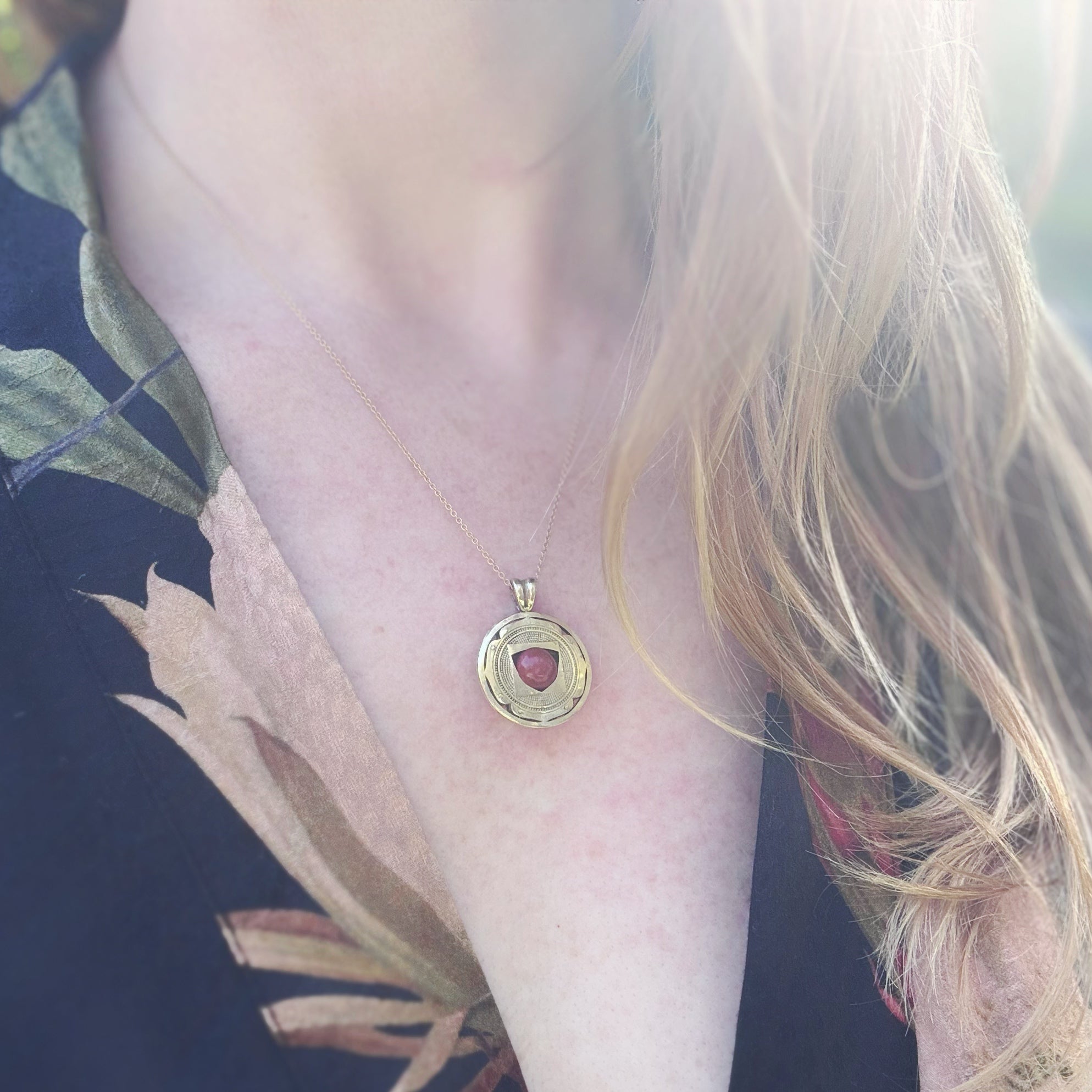 Root Chakra Pendant – Red Jasper in Brass | Grounding Energy Amulet image 3