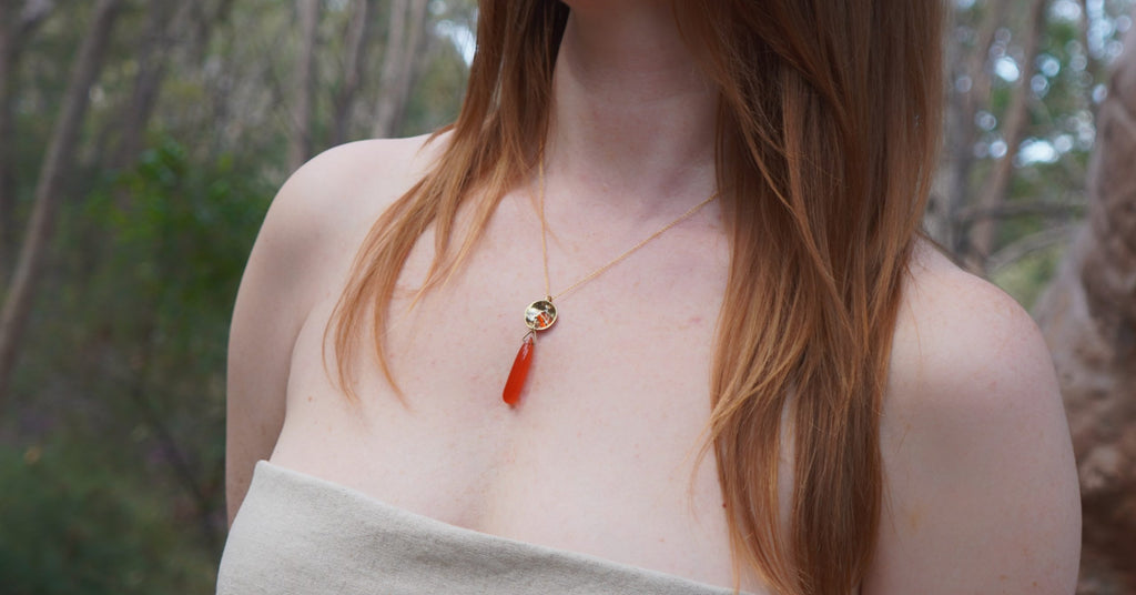 Carnelian Brass Pendant Necklace: Boho Sacral Chakra Jewellery image 4