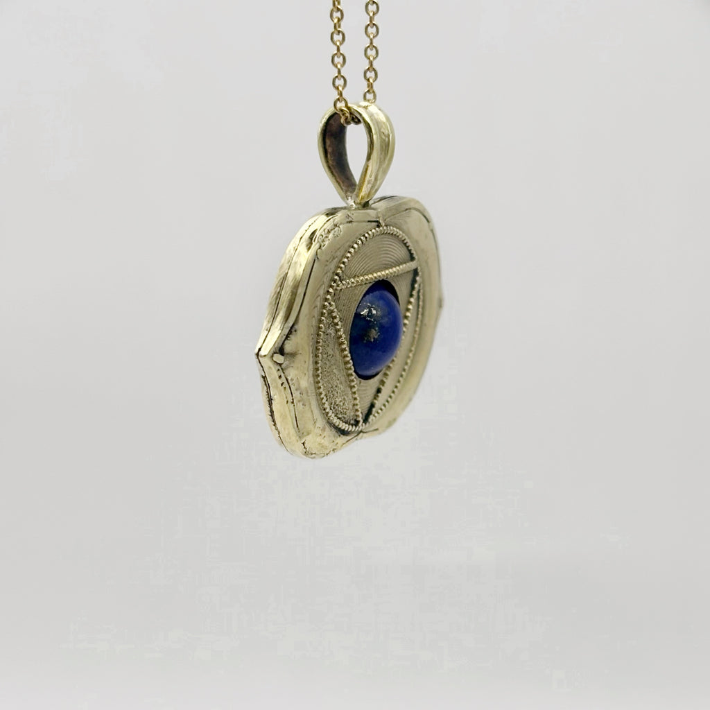 Brass Third Eye Pendant with Lapis Lazuli Handcrafted Chakra Necklace image 4