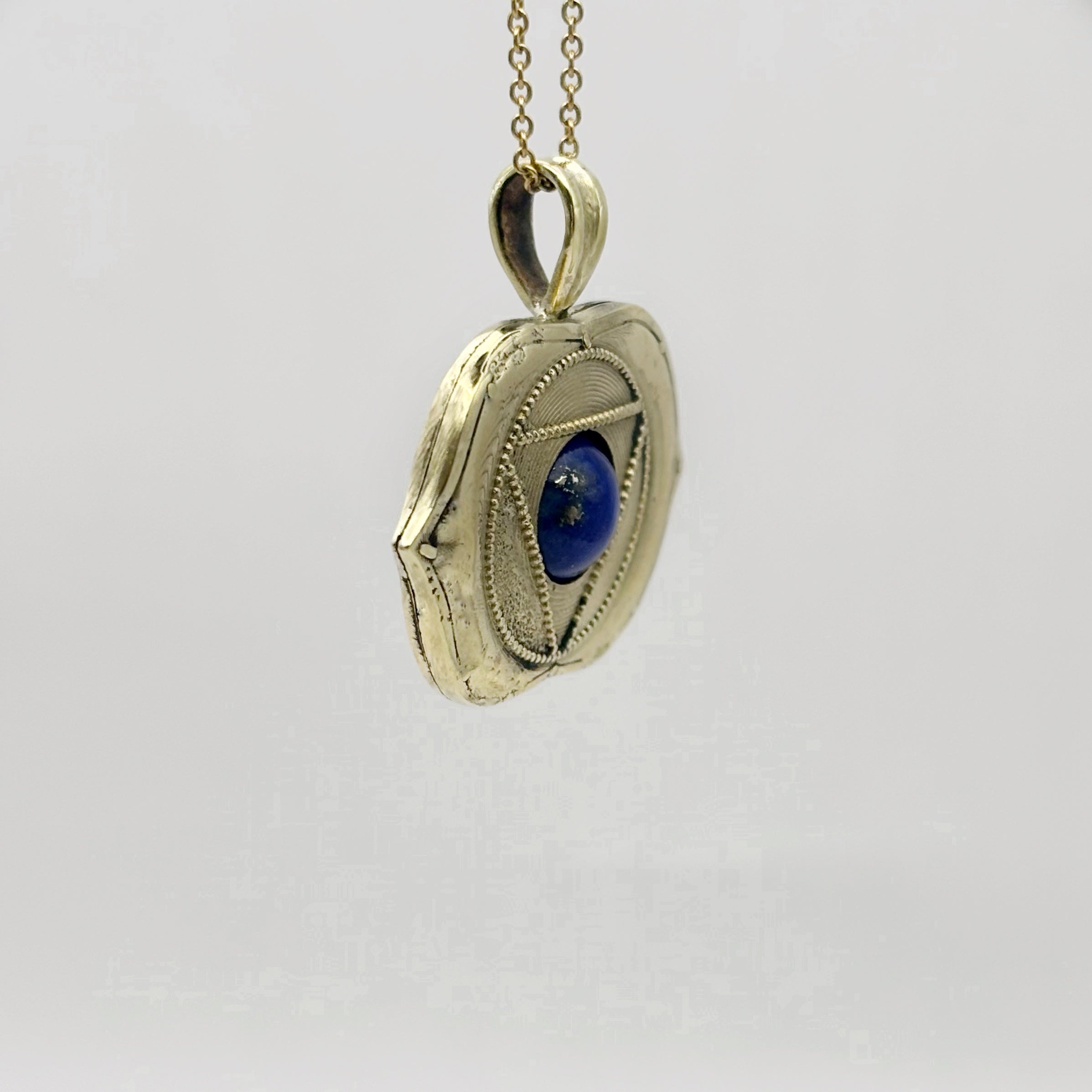 Brass Third Eye Pendant with Lapis Lazuli Handcrafted Chakra Necklace image 4