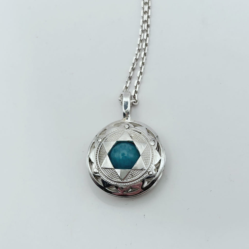 Amazonite Heart Chakra Pendant | Sterling Silver, 20 mm
