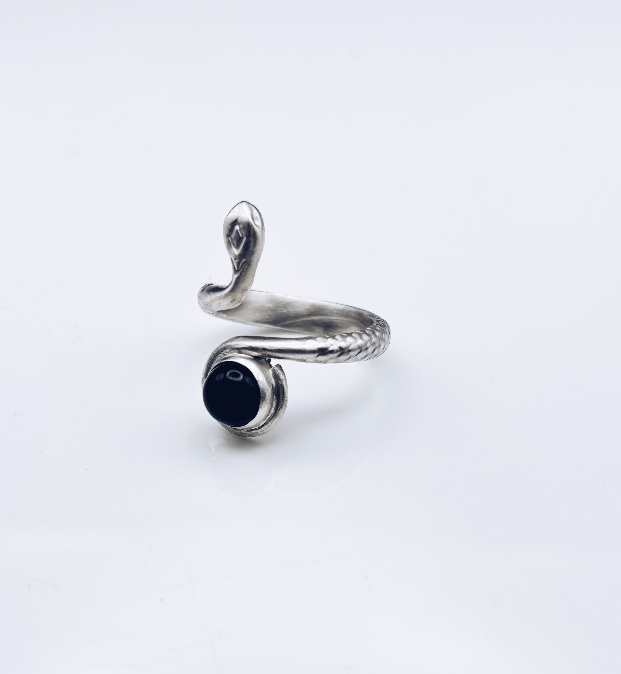 Black Onyx Snake Ring | Solid Sterling Silver Jewellery image 0