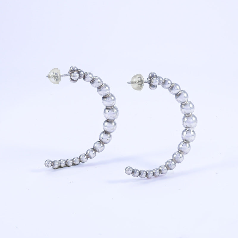 Handmade Spheric Geometric Earrings | Solid Sterling Silver | Minimalist Modern Studs image 0
