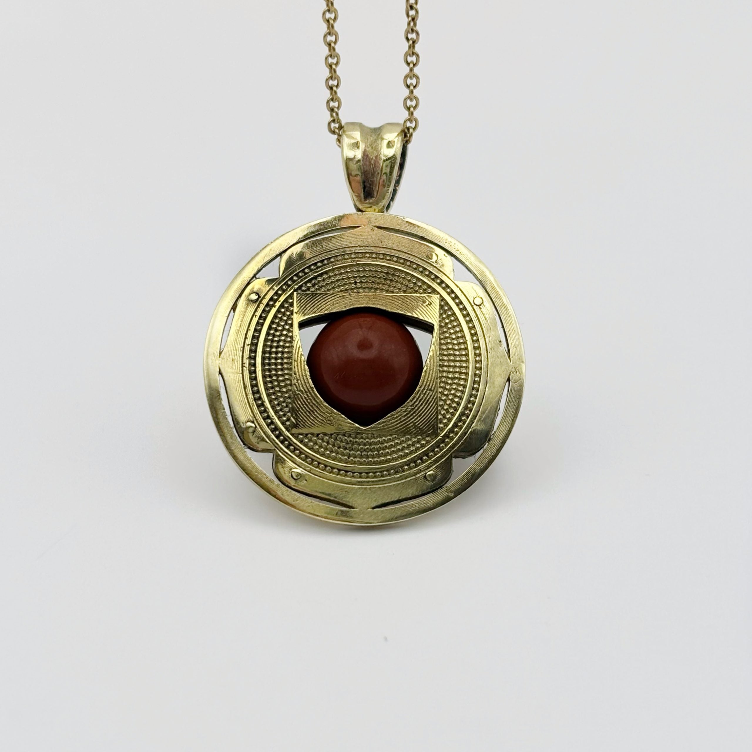 Root Chakra Pendant – Red Jasper in Brass | Grounding Energy Amulet image 2
