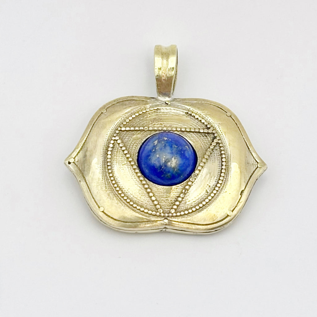 Brass Third Eye Pendant with Lapis Lazuli Handcrafted Chakra Necklace image 2