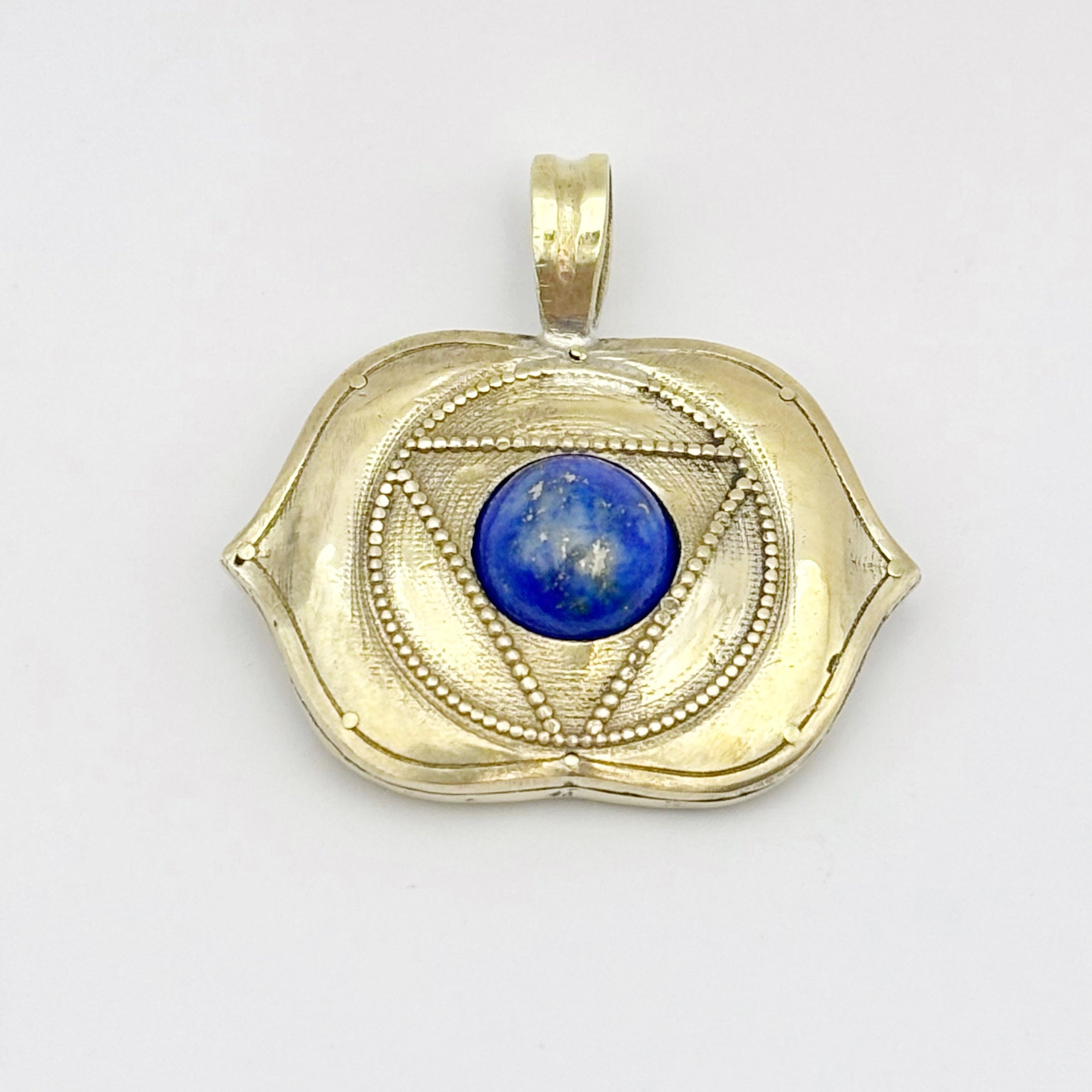 Brass Third Eye Pendant with Lapis Lazuli Handcrafted Chakra Necklace image 2