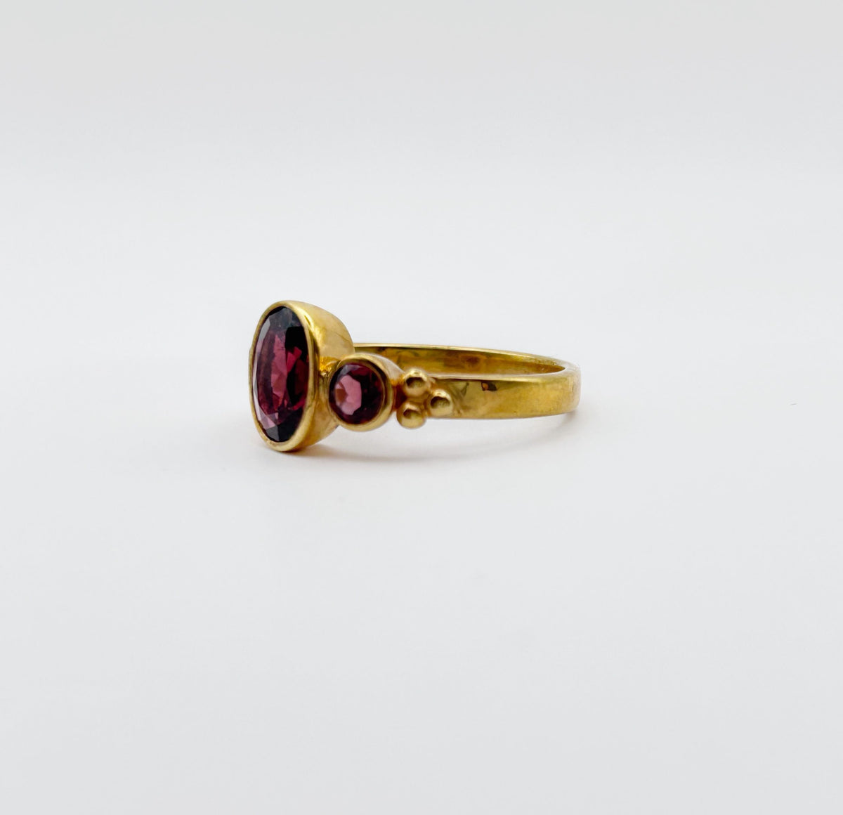 Trinity Echo Garnet Statement Ring | Gold Plated Granulation Heritage Jewellery image 1