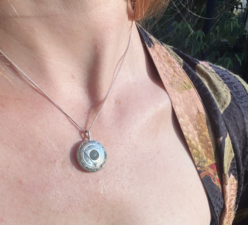 Throat Chakra Pendant Blue Agate  Sterling Silver image 1