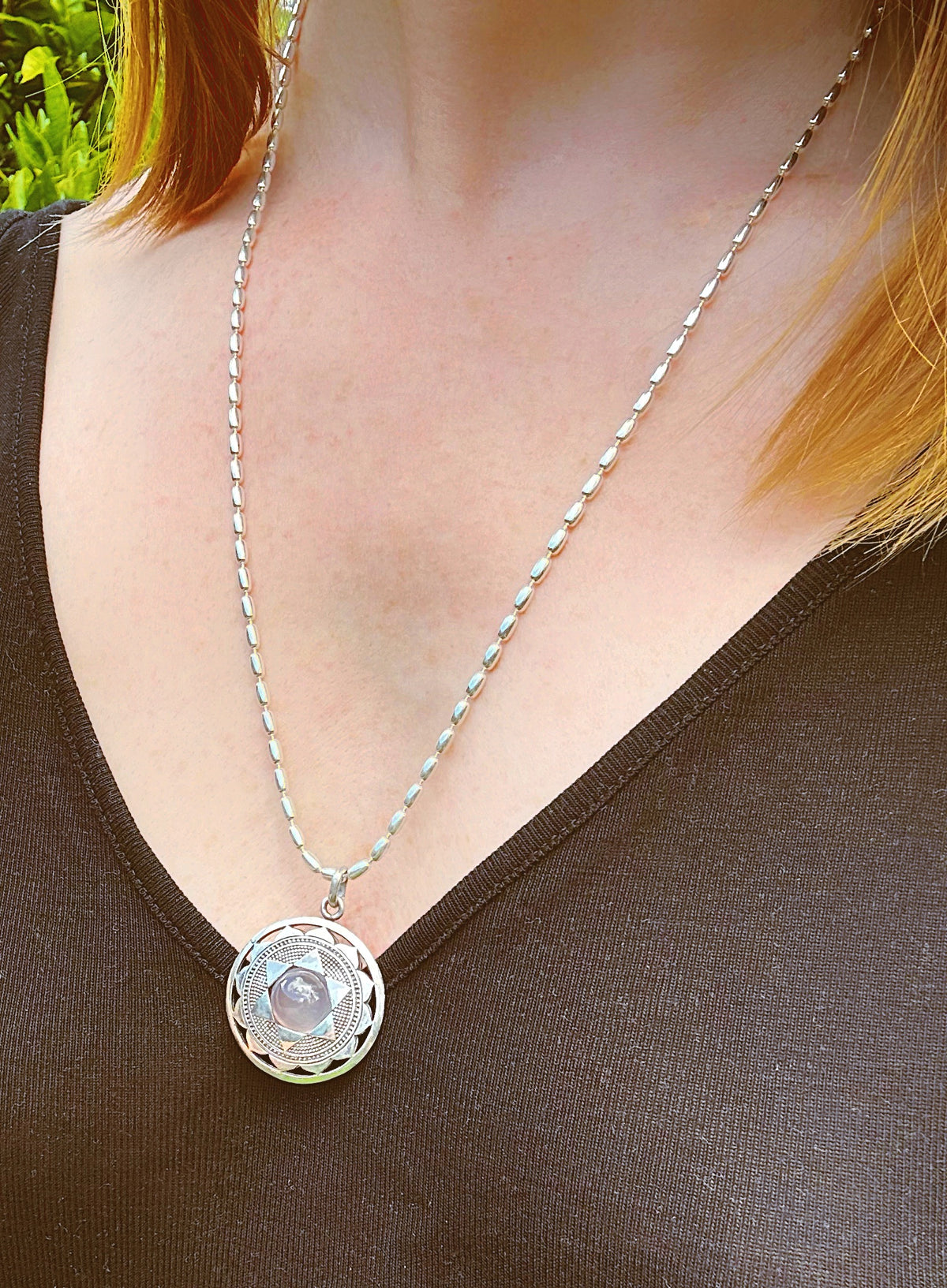 Heart Chakra Pendant Necklace in Sterling Silver – Anahata Symbol