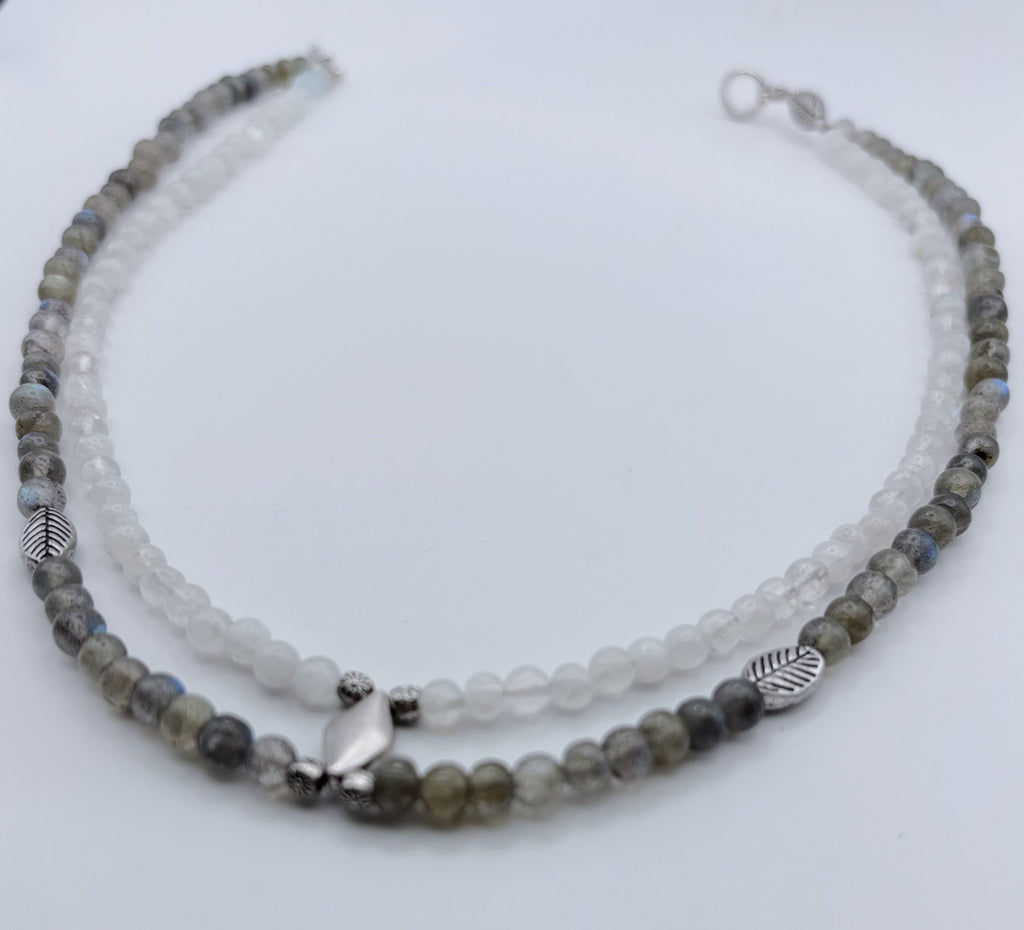 Necklace Labradorite & Moonstone Layered