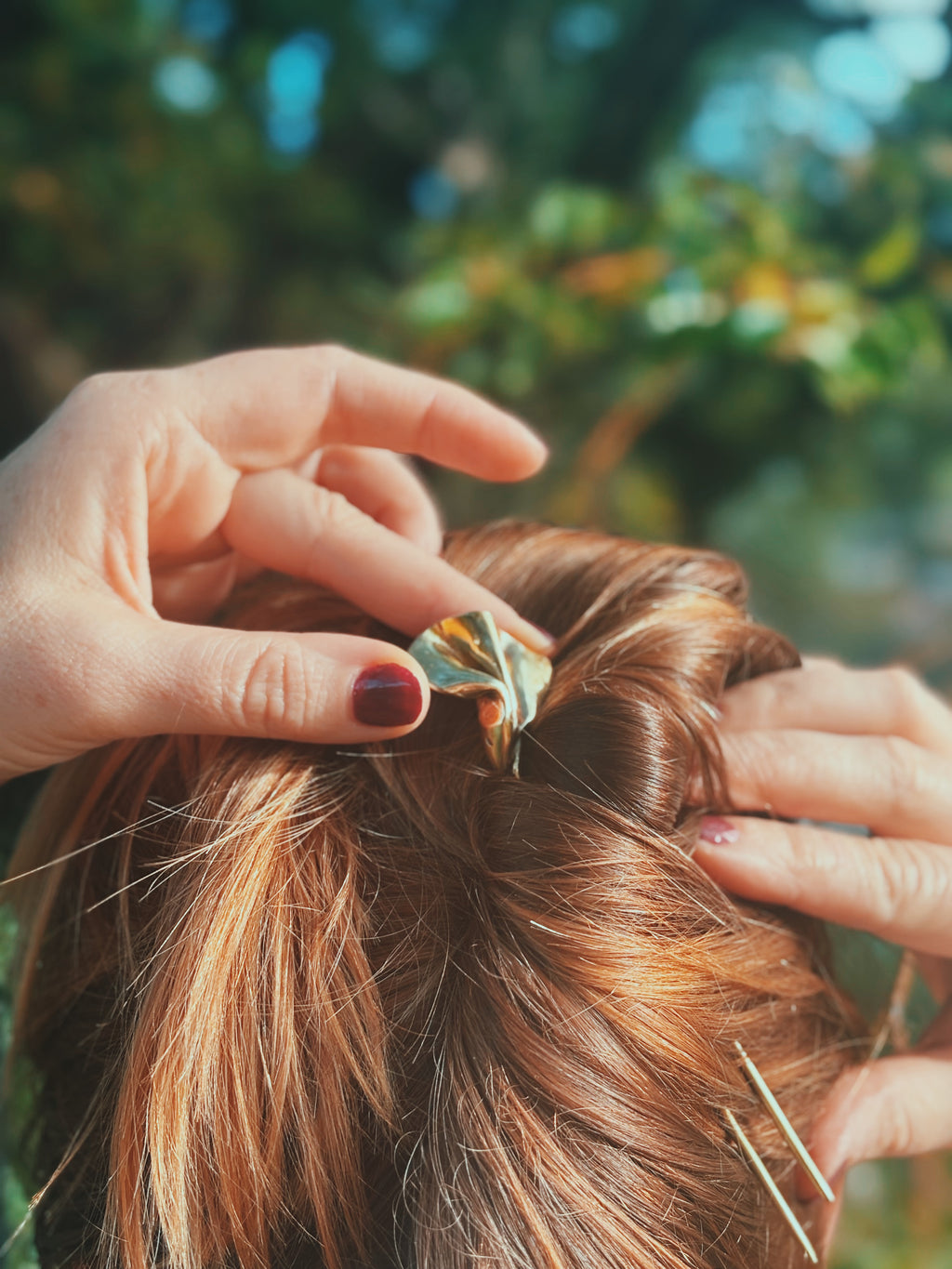 Brass Hair Fork – Ancient Inspired Hair Pin | Handcrafted Minimalist Hair Stick | Medieval Goddess Hair Accessory