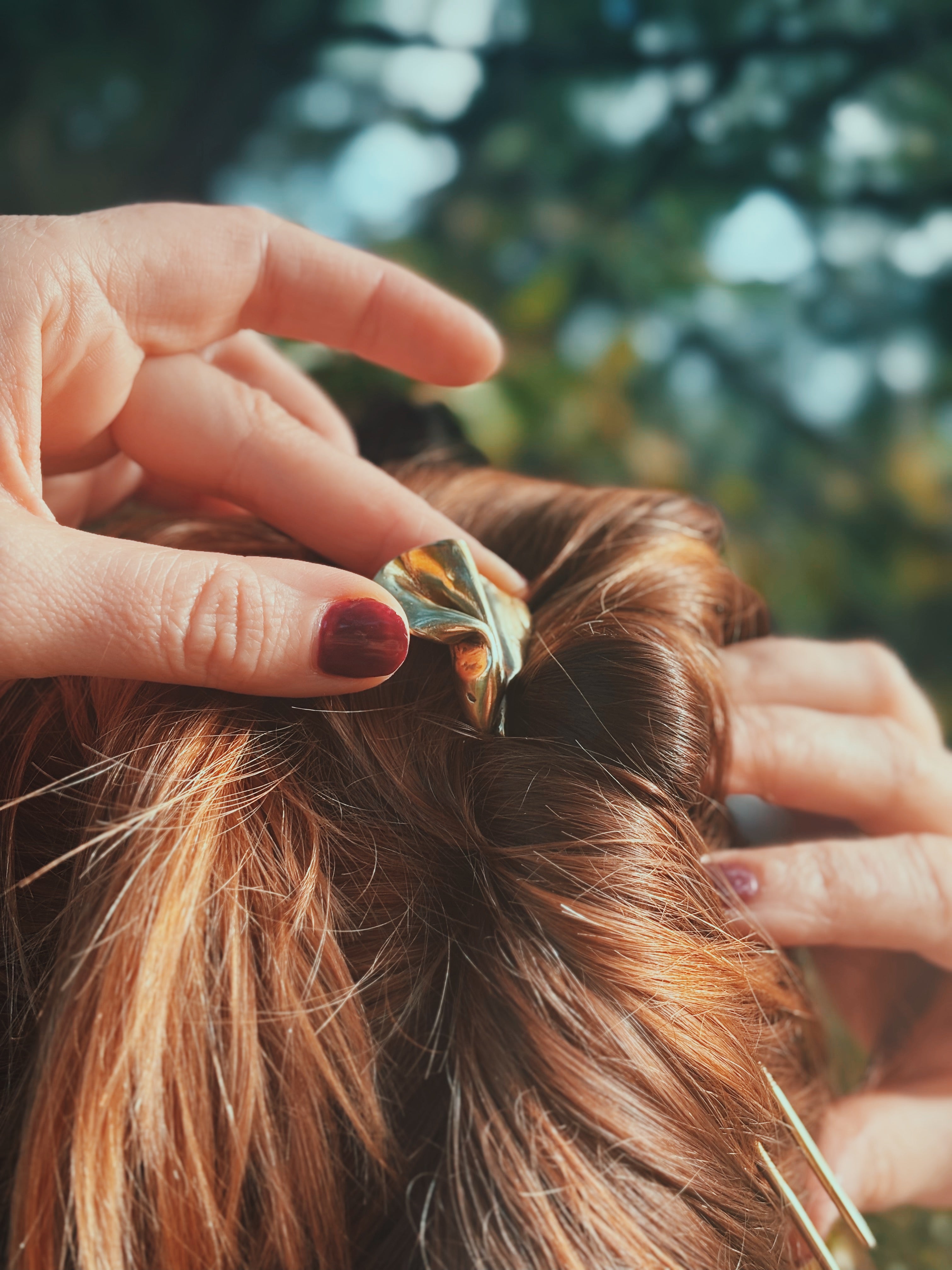 Brass Hair Fork – Ancient Inspired Hair Pin | Handcrafted Minimalist Hair Stick | Medieval Goddess Hair Accessory