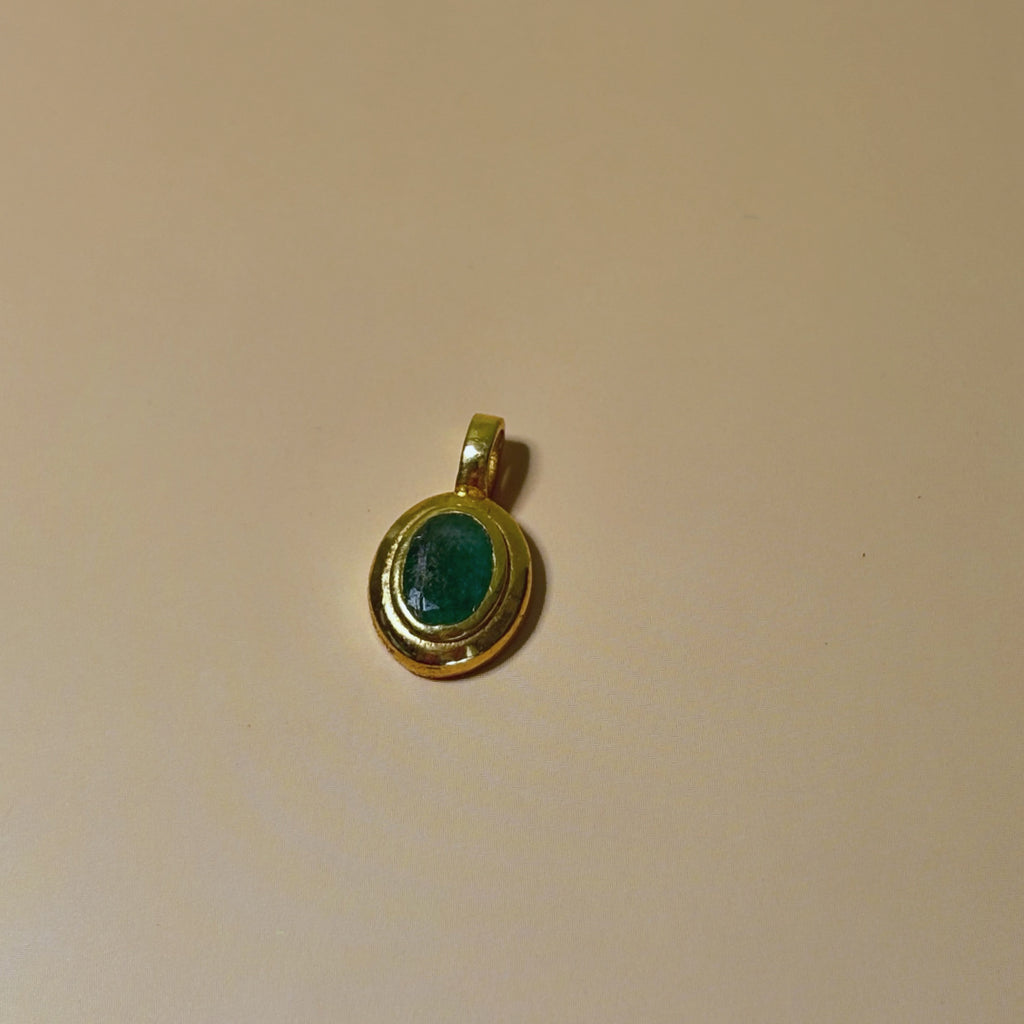 Emerald May Birthstone Pendant in Brass | Handmade Emerald Necklace | Minimalist Crystal Jewellery Australia
