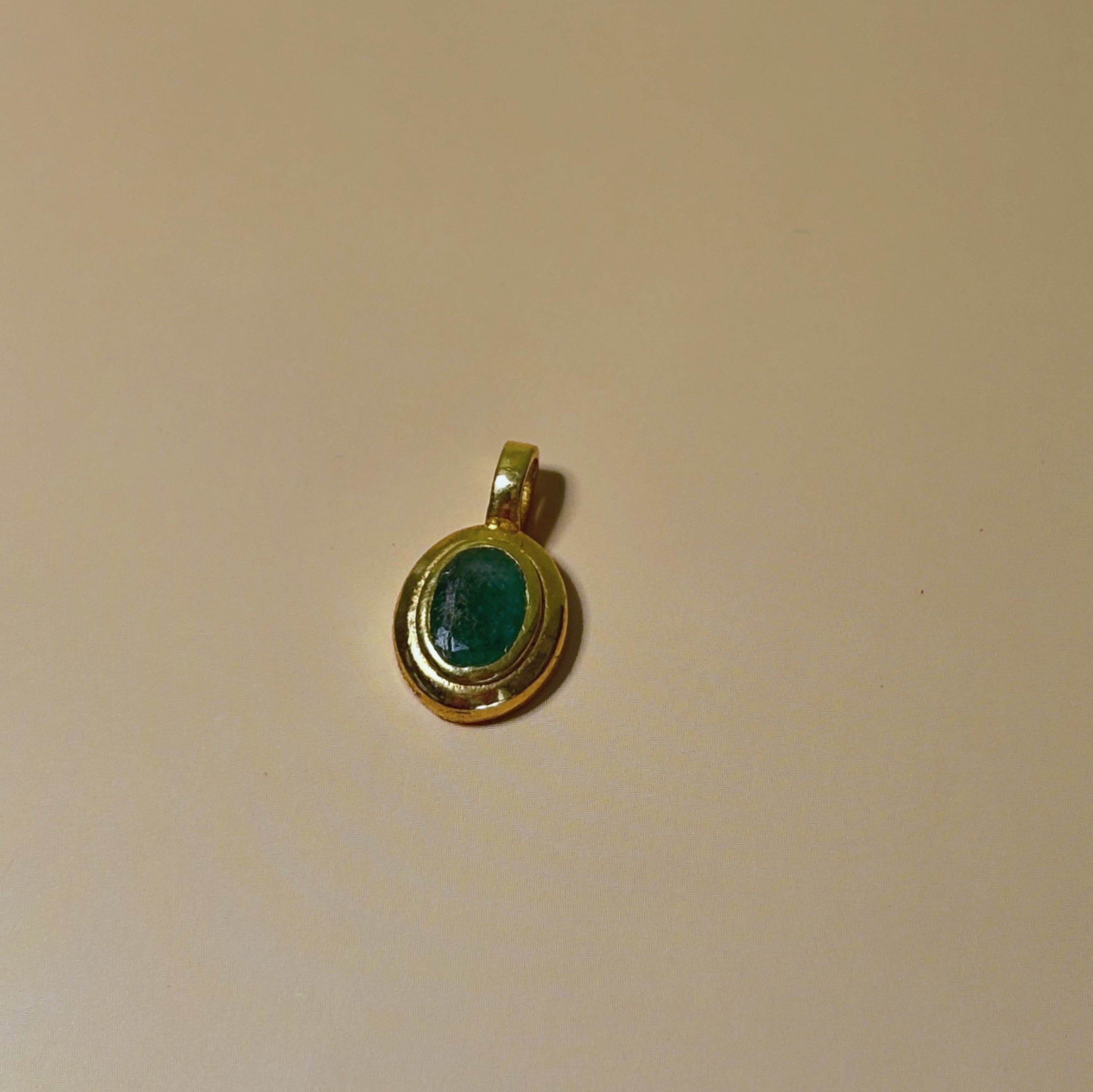 Emerald May Birthstone Pendant in Brass | Handmade Emerald Necklace | Minimalist Crystal Jewellery Australia