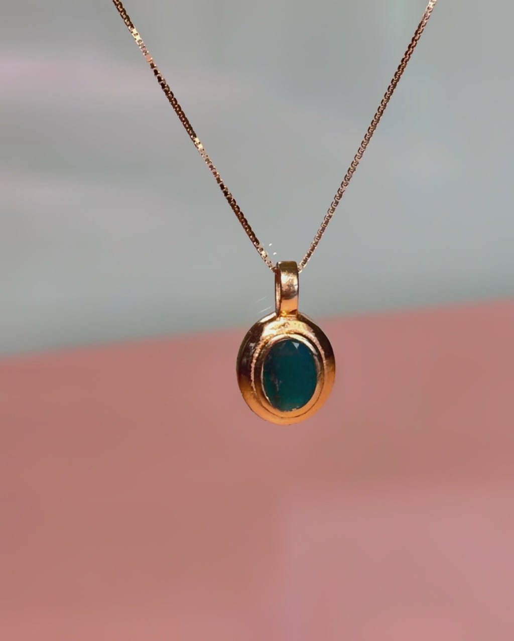 Emerald May Birthstone Pendant in Brass | Handmade Emerald Necklace | Minimalist Crystal Jewellery Australia