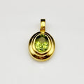Handmade brass pendant with faceted oval peridot gemstone, August birthstone jewellery