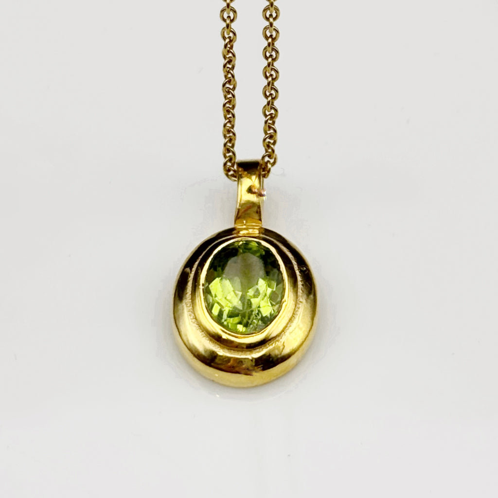 August Birthstone Pendant Gold Brass Peridot Pendant