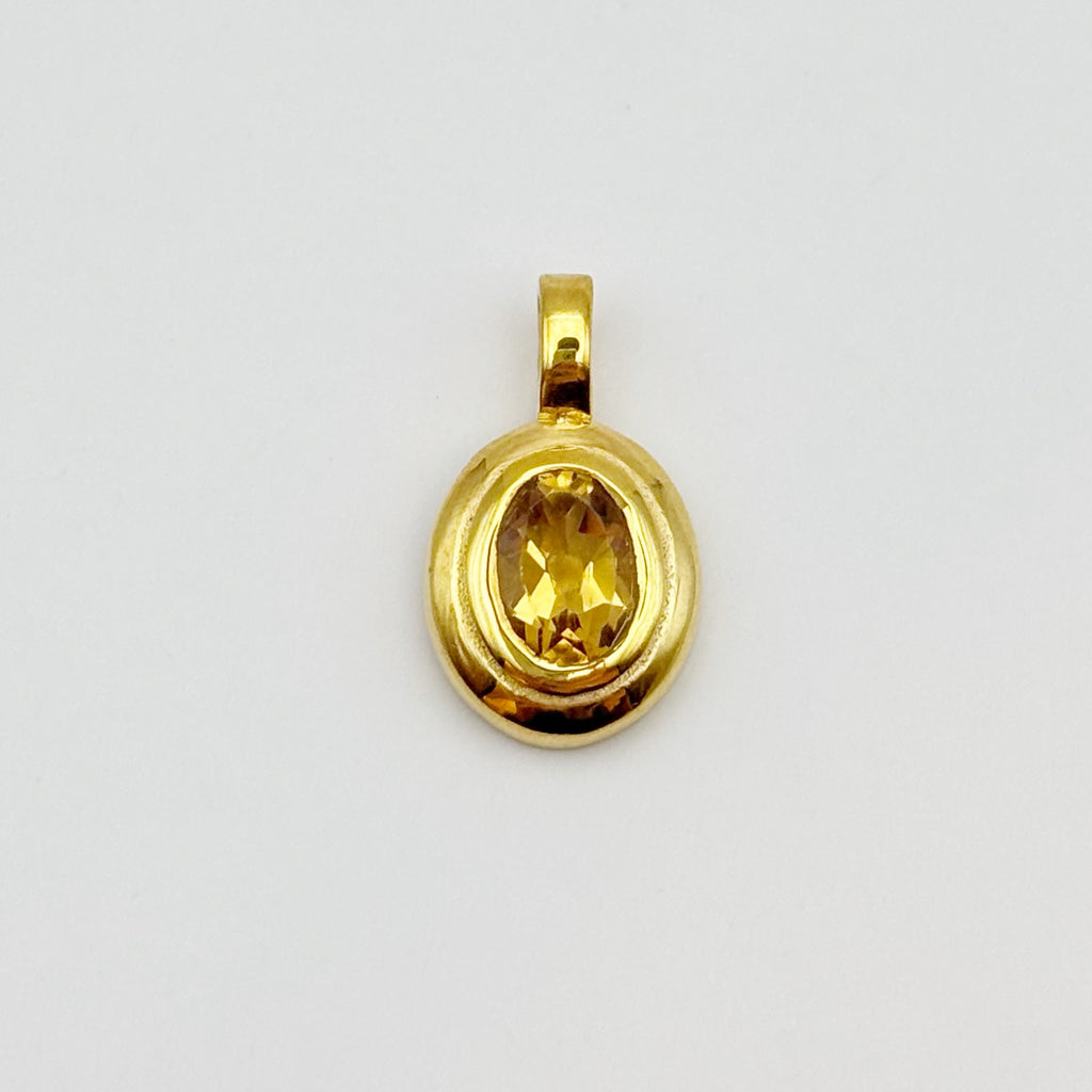 Citrine Birthstone Pendant in Brass – November Birthstone Jewellery