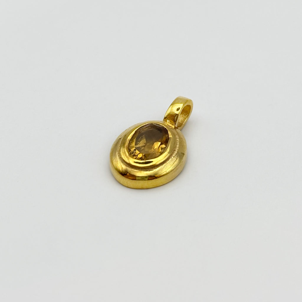 Citrine Birthstone Pendant in Brass – November Birthstone Jewellery