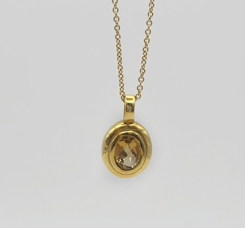 Citrine Birthstone Pendant in Brass – November Birthstone Jewellery