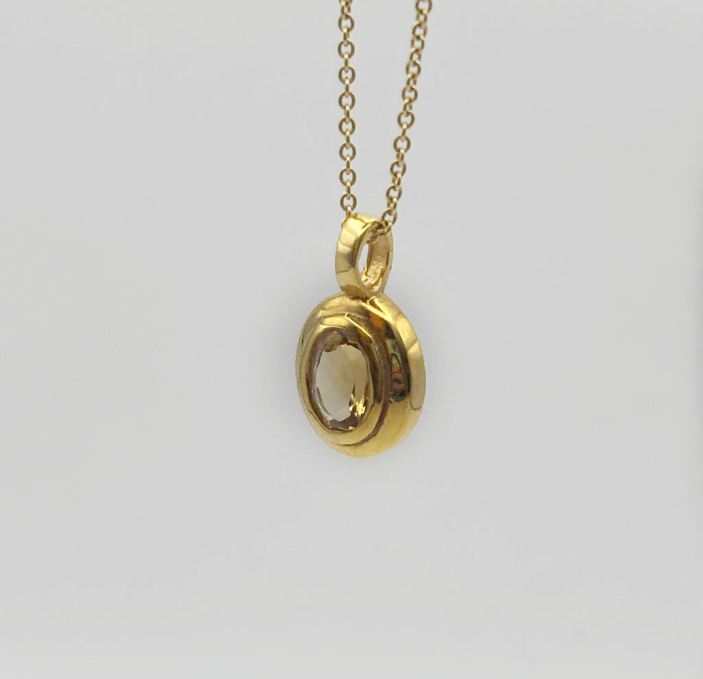 Citrine Birthstone Pendant in Brass – November Birthstone Jewellery