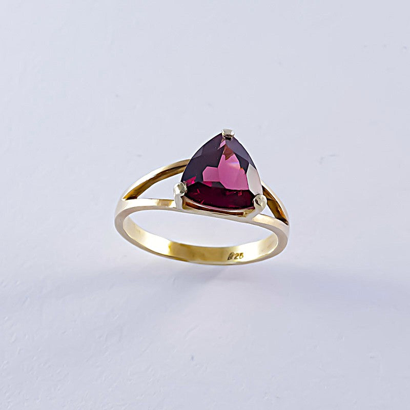 Ring Ruby Garnet Gold Plated Sterling Silver