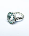Ring with Natural Oval Aquamarine Art Deco