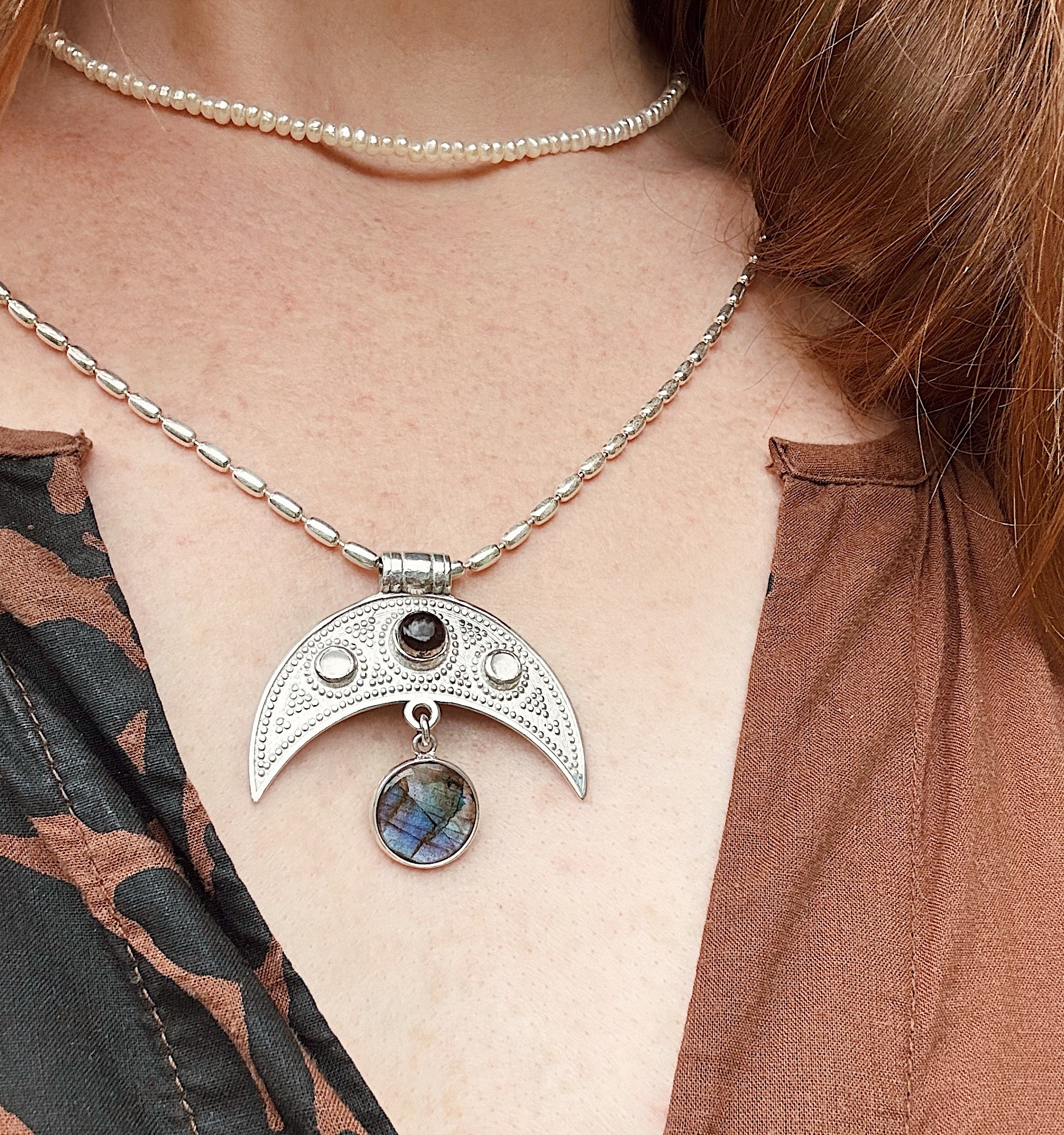 Boho Crescent Moon Pendant image 4