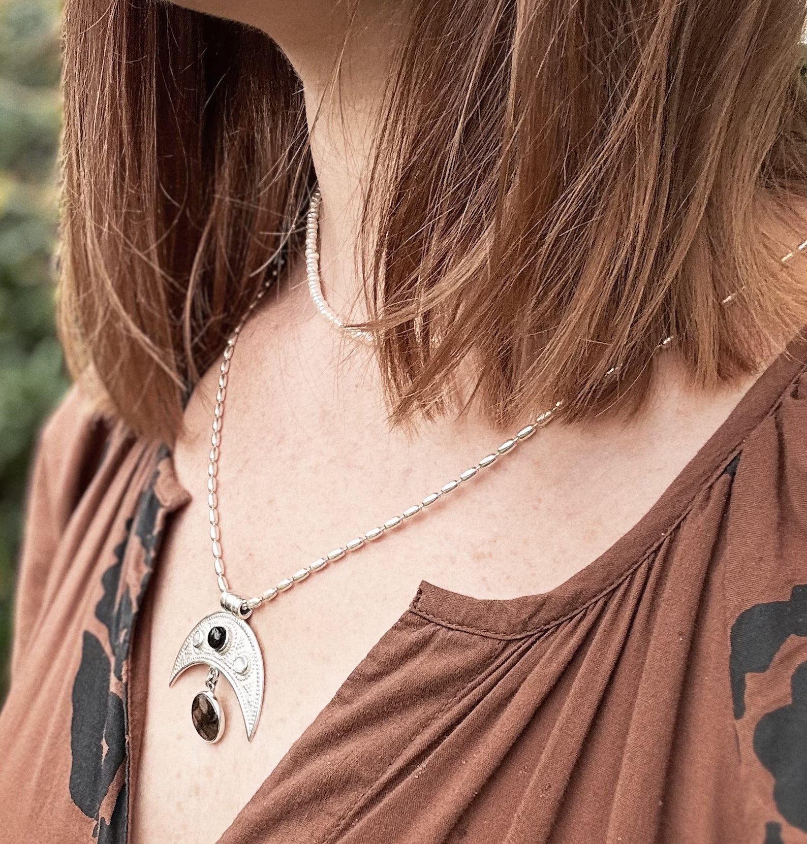 Boho Crescent Moon Pendant image 1