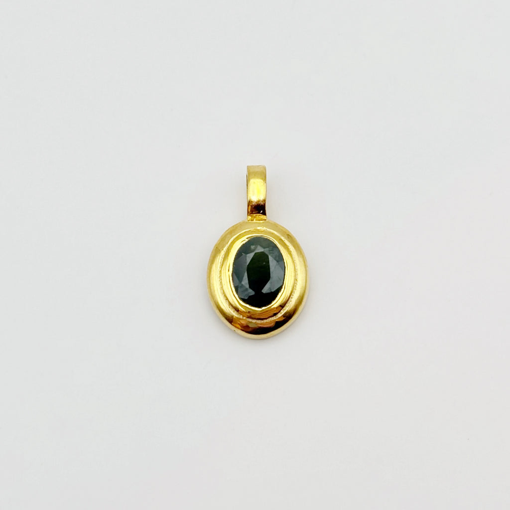 September Birthstone Sapphire Pendant Oval Blue Sapphire in Brass Necklace image 5