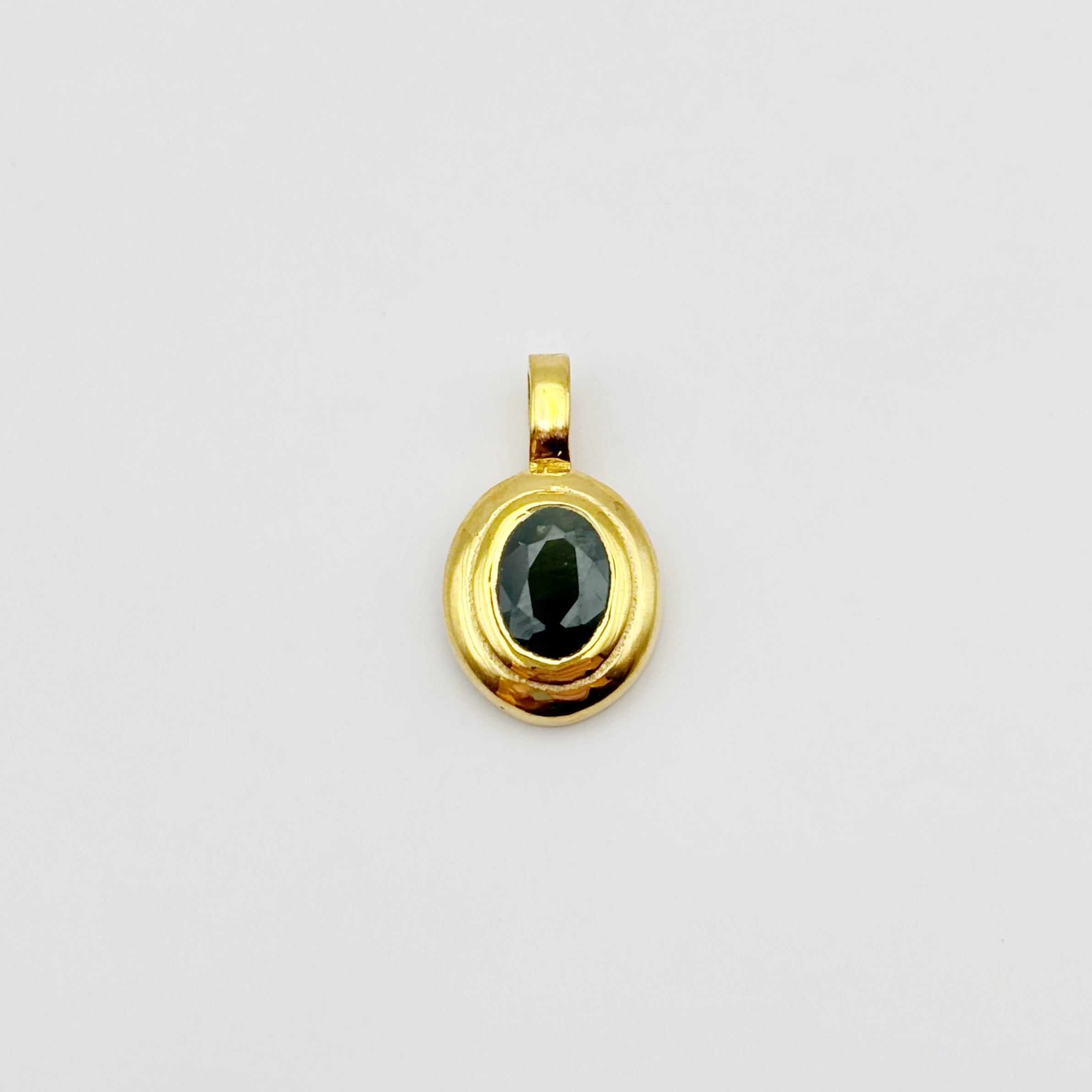 September Birthstone Sapphire Pendant Oval Blue Sapphire in Brass Necklace image 5
