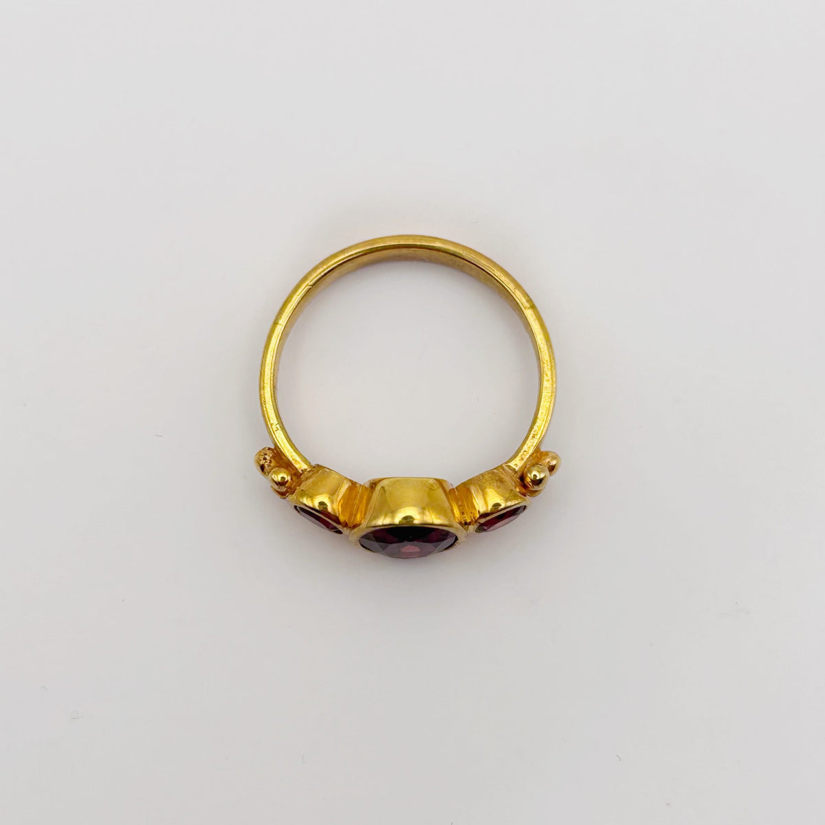 Trinity Echo Garnet Statement Ring | Gold Plated Granulation Heritage Jewellery image 3
