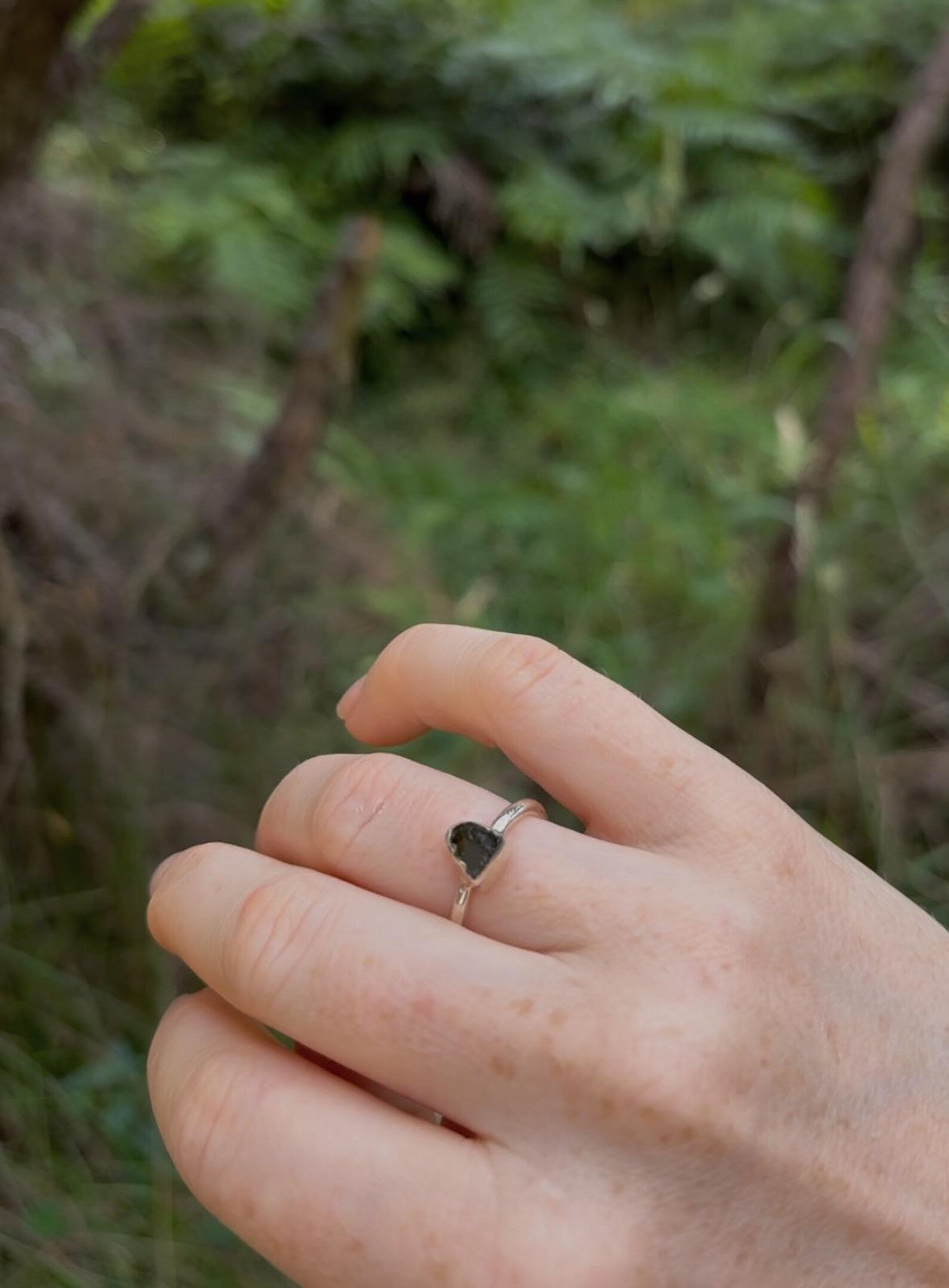 Ring with Moldavite (Meteorite) image 1