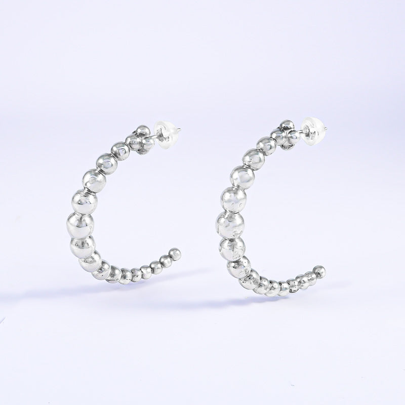 Handmade Spheric Geometric Earrings | Solid Sterling Silver | Minimalist Modern Studs image 3