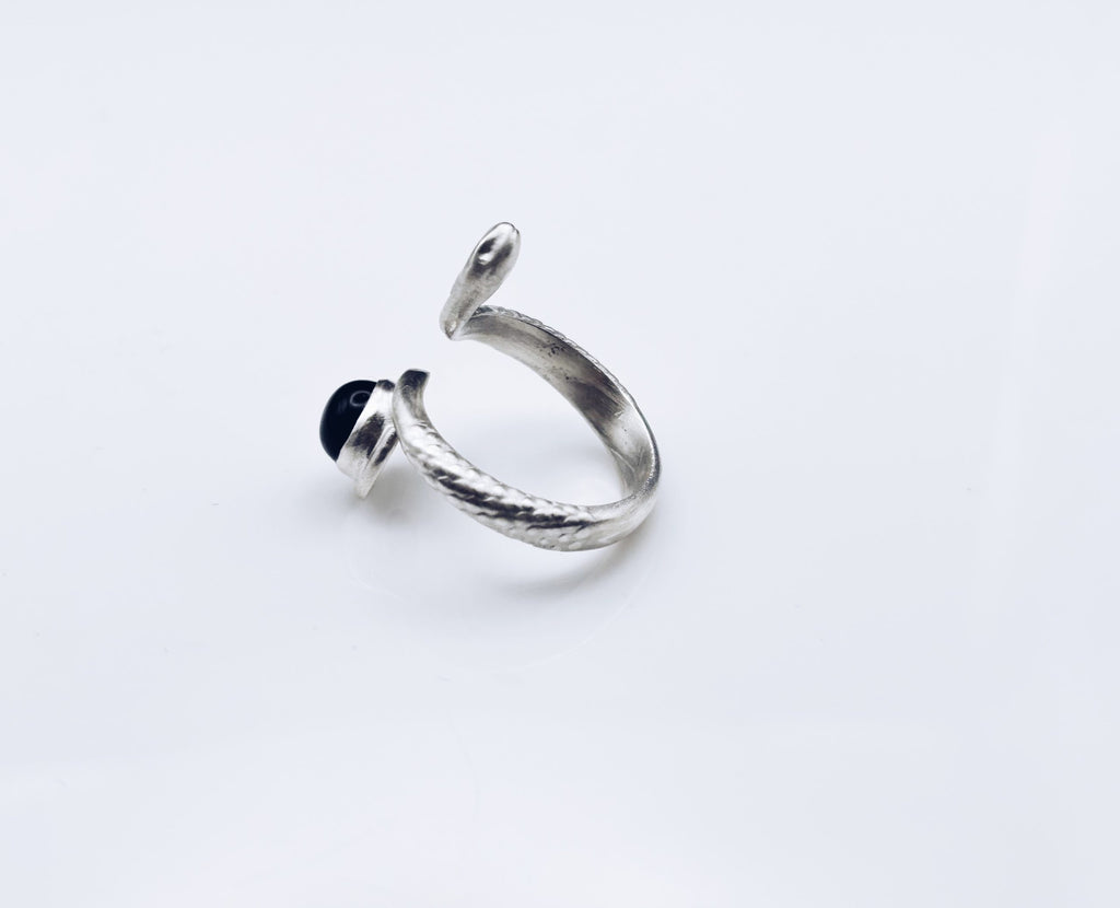 Black Onyx Snake Ring | Solid Sterling Silver Jewellery image 4