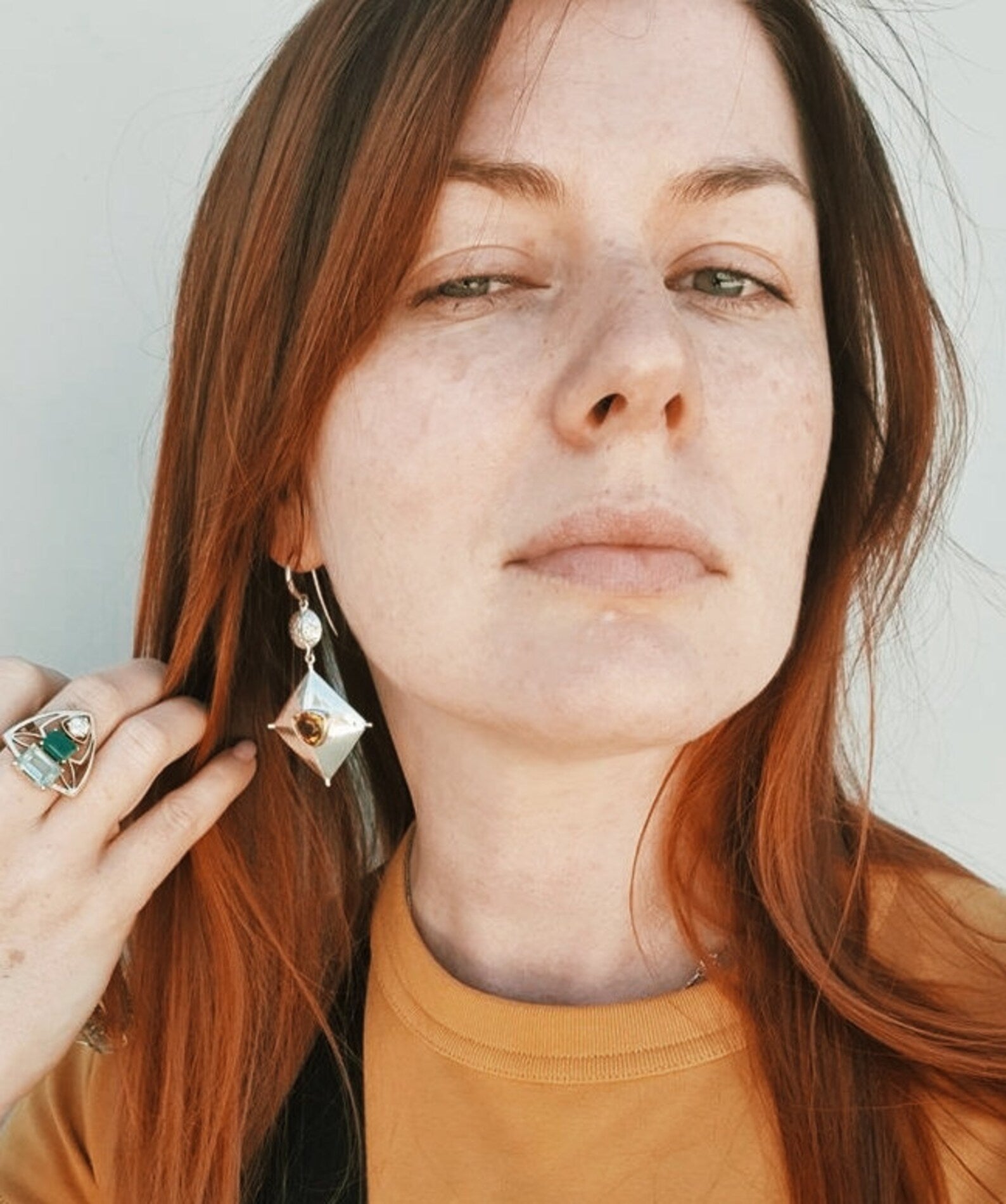 Dangle Rhombus Citrine Earrings | Hand-Fabricated Sterling Silver