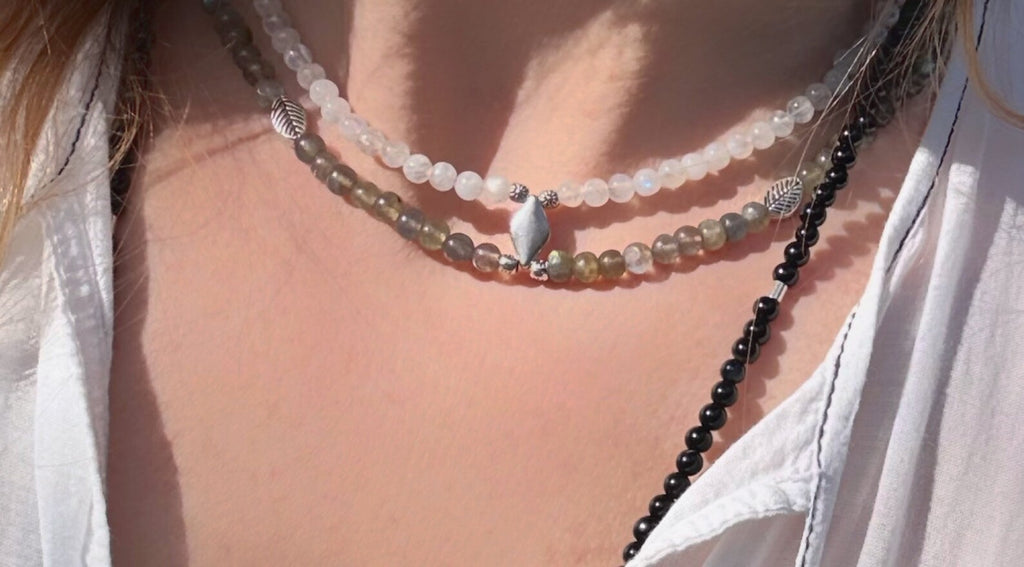 Necklace Labradorite & Moonstone Layered