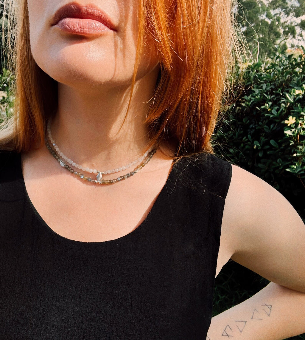 Necklace Labradorite & Moonstone Layered