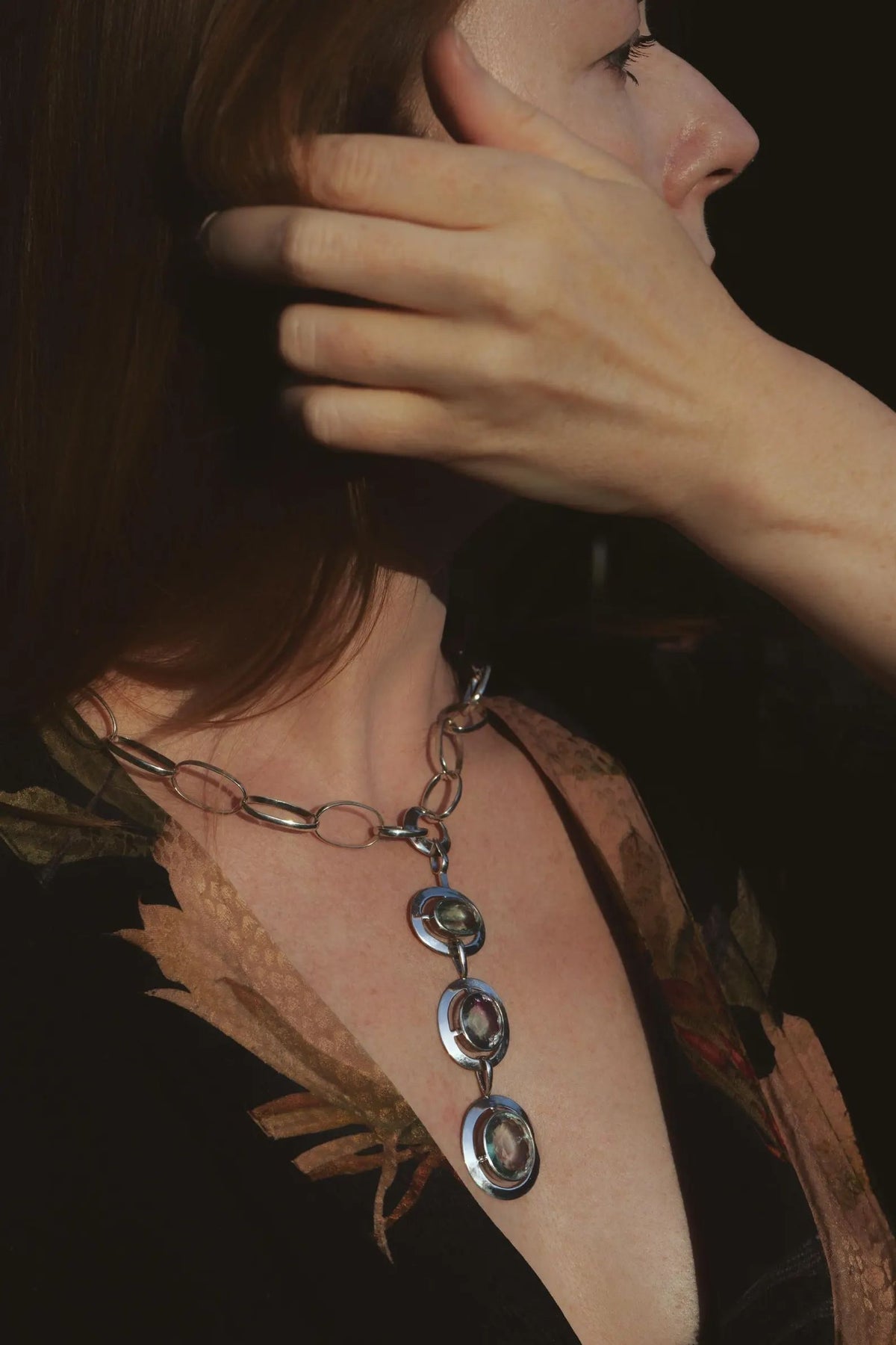 Necklace Large Oval-Cut Fluorite Statement