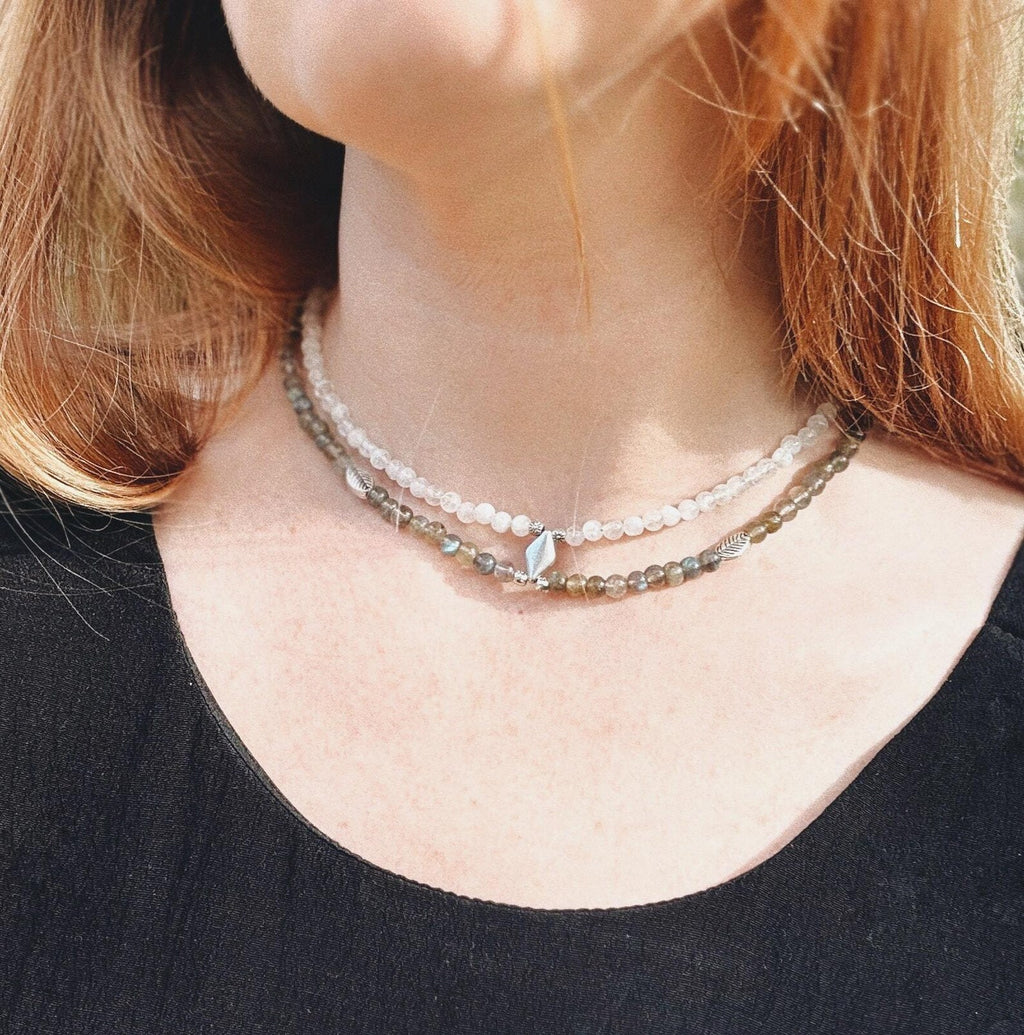 Necklace Labradorite & Moonstone Layered