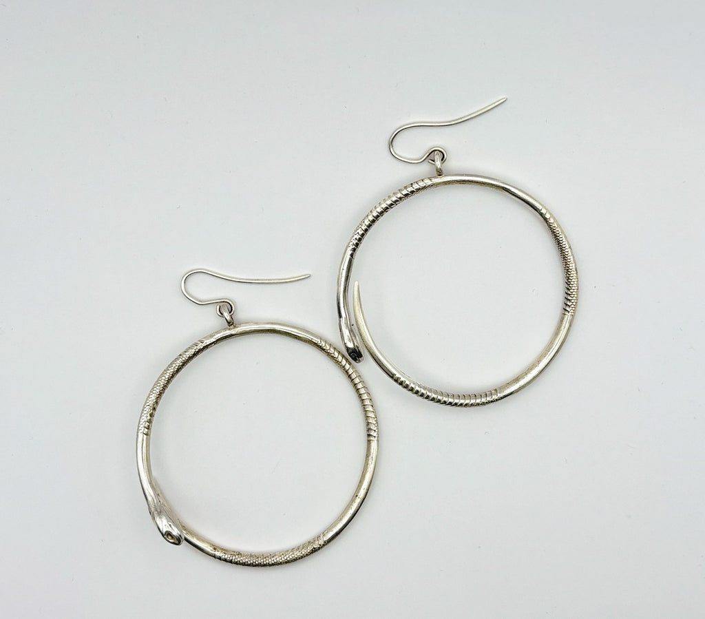 Side view showing the thickness and solid quality of the sterling silver snake design
