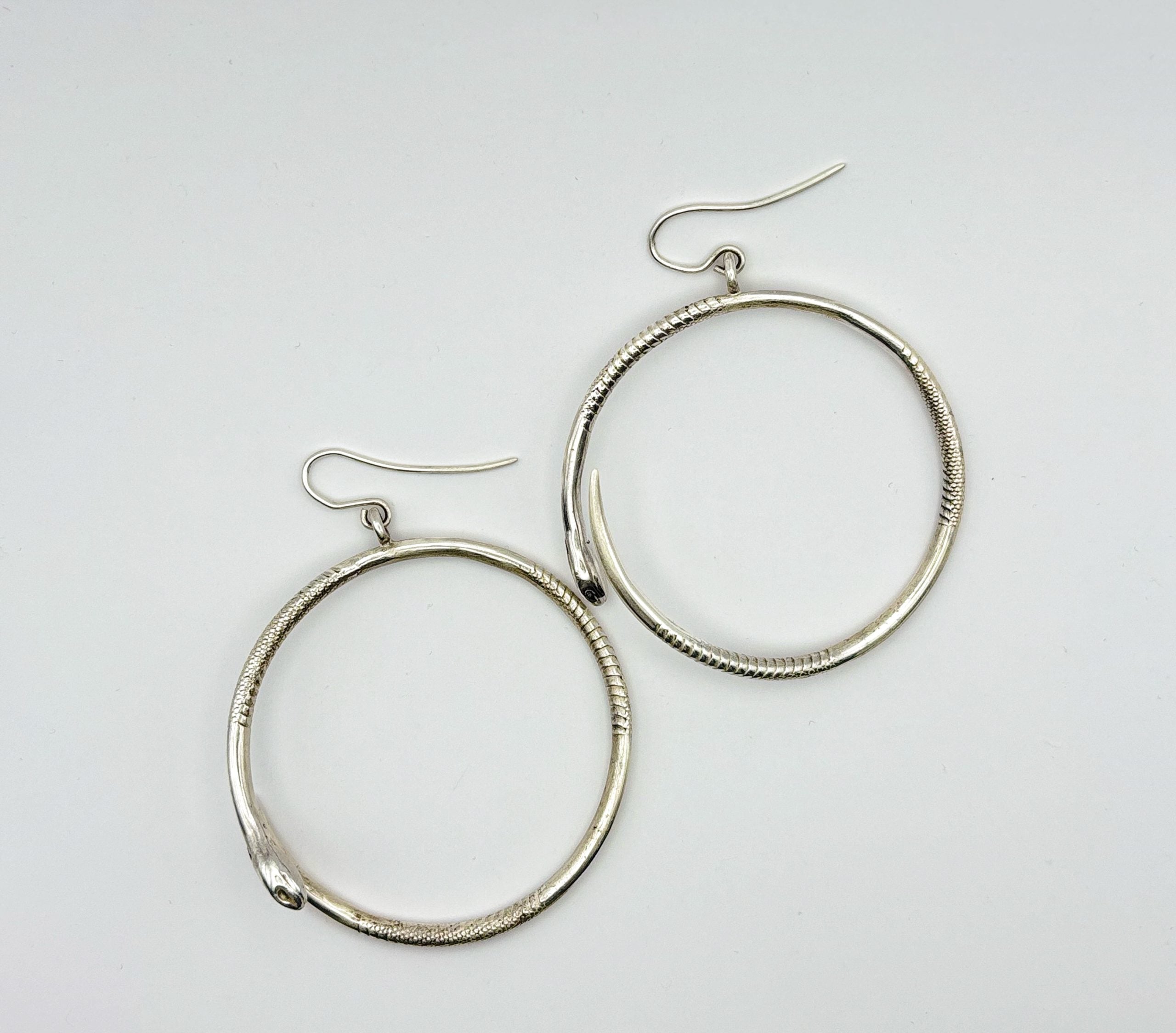 Side view showing the thickness and solid quality of the sterling silver snake design