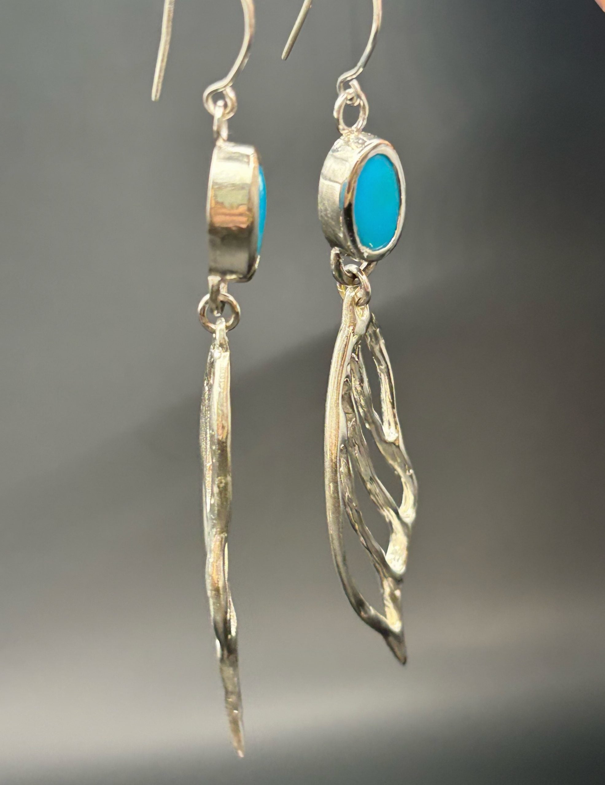 Turquoise Fairy Wing Earrings | Solid Sterling Silver Jewellery Australia | Handmade